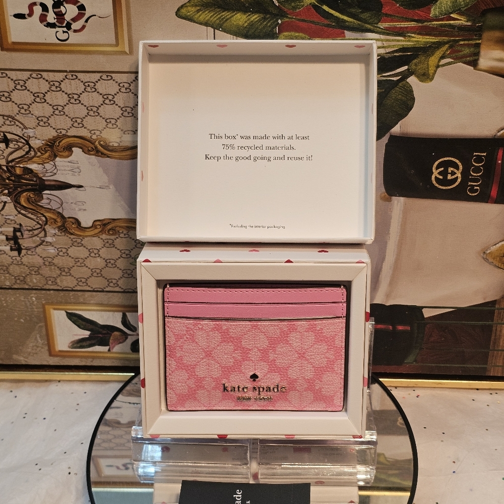 Kate Spade Parisian Rose Multi Spade Flower Slim Card Holder Wallet